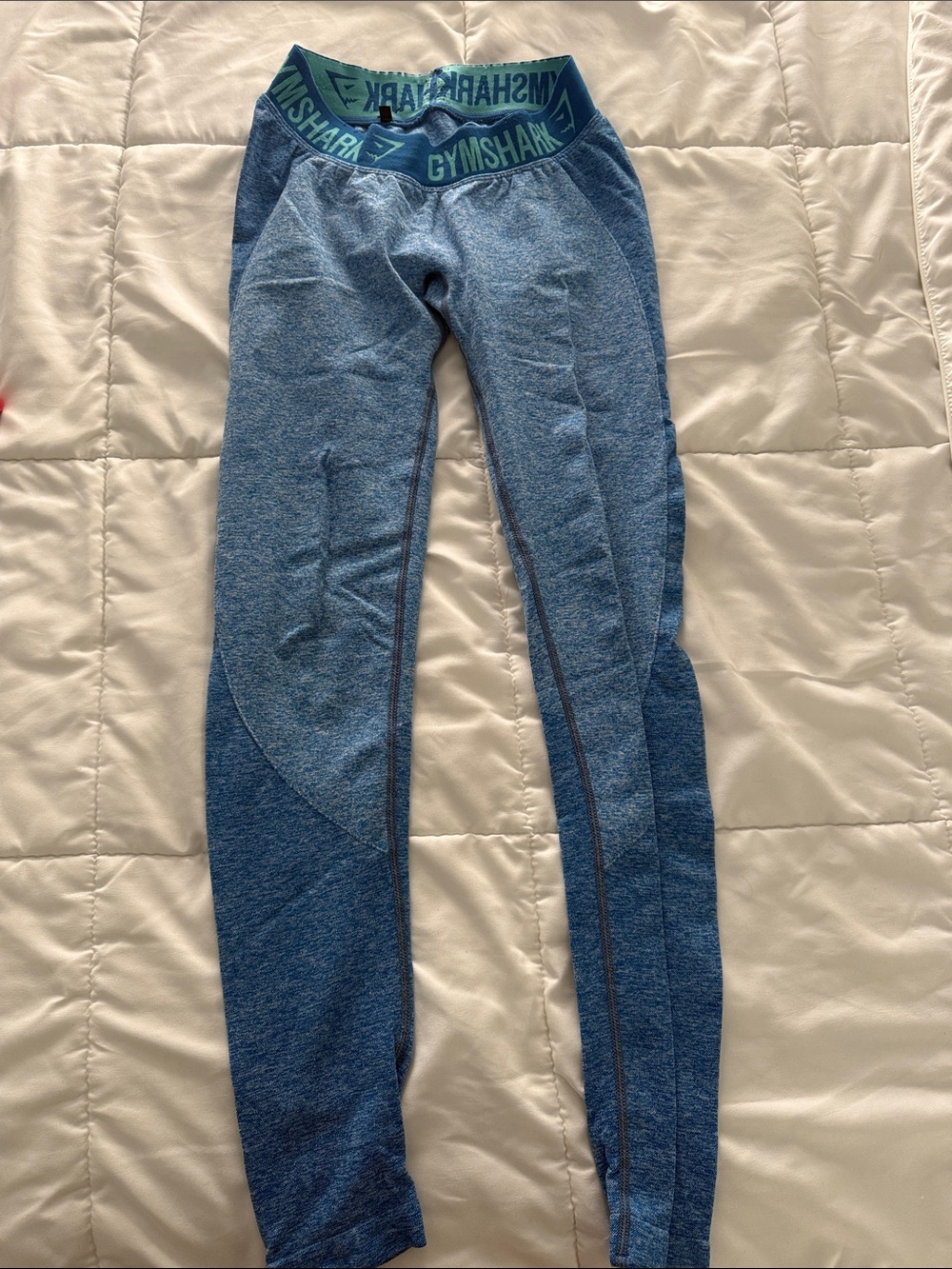 Gymshark Blue Seamless Kids Leggings with Logo Waistband